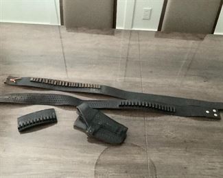 Black leather belt accessory lot