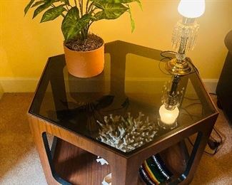 MCM Lane smoked glass top cube coffee table 