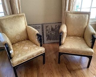 A Pair of Chippendale Chairs - black lacquered exposed wood - from the 1920s or 1940s