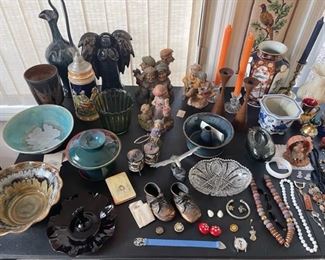 Tom Clark gnomes, pottery, steins, jewelry