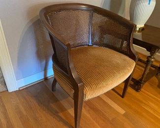 Pair of cane barrel chairs by Hickory Chair Co