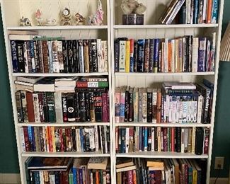 Pair of white laminate bookcases
