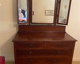 Vintage dresser with 3 way mirror 