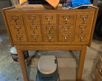 Vintage library card catalog. Drawers on both sides