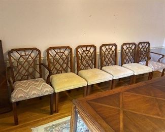 Set of 6 Chinese Chippendale chairs- 2 armchairs and 4 side chairs
