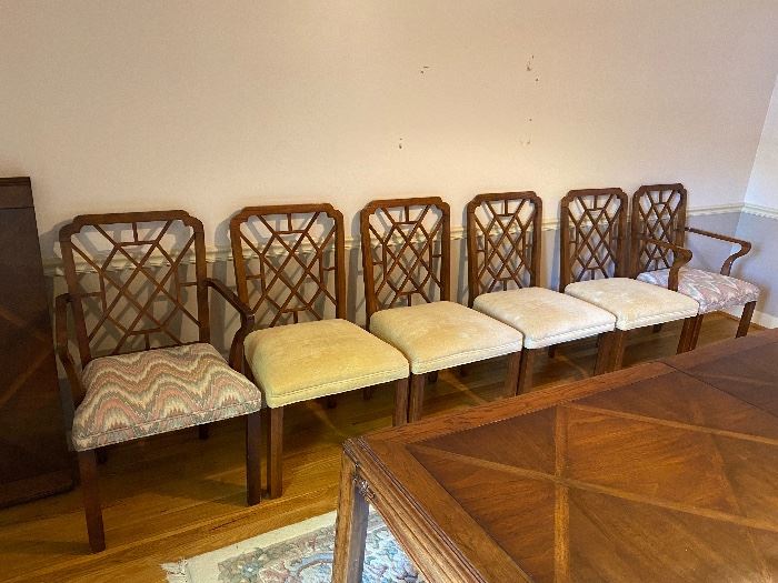 Set of 6 Chinese Chippendale chairs- 2 armchairs and 4 side chairs