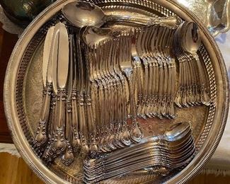 Gorham “Chantilly” sterling- 
10 knives, 10 Forks, 10 forks, 10 teaspoons, 12 iced teaspoons, 6 serving pieces