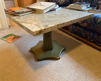 Vintage table with removable quartz top