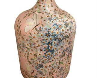 $75 - Hand Painted Spray of Daisies and Butterfly Jug Vase CD131-52 Description: Gorgeous hand painted jug vase. Light pink field with sprays of blue and white daisies with training vines and a few butterflies resting amidst.
Condition: Very good used condition.
Dimensions: 16 x 16 x 25"H
Local pick up Leesburg, VA. Contact us for shipper suggestions.