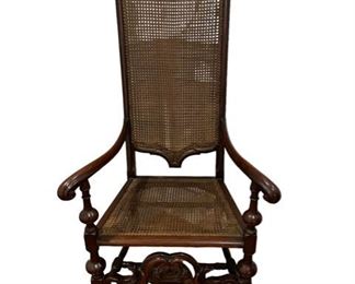 $1200 - Antique High Back Gothic Antique Cane Arm Chair CD131-29 Description: If royalty was personified in a chair, this turn-of-the-century would certainly vie for the crown! This exclusive work of furniture art boasts a dark brown mahogany finish that plays beautifully against the airy cane it highlights.
Condition: Very good.
Dimensions: 27 x 24 x 52"H
Local pick up Leesburg, VA. Contact us for shipper suggestions.