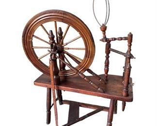 $125 - Antique Large Wood Spinning Wheel CD131-14 Description: WOOD ANTIQUE SPINNING WHEEL - Late 19th century - a large spinning wheel in the style of the Ashford traditional wheels. Spindle and wood pieces are all present and wheel works.
Condition: Good
Dimensions: 32 x 13 x 48"H
Local pickup Leesburg, VA. Contact us for shipper suggestions.