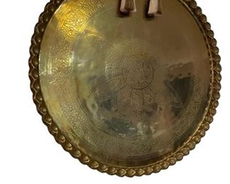 $250 - Large Handcrafted Decorative Crimped Edge Hammered Brass Tray CD131-49 Description: Large handcrafted decorative brass tray. Embossed and hammered with floral border encircling a Center medallion. Large decorative platter with pie crust edges.
Great for outdoor use as well, use as a tray table or serving tray. This large Persian tray could be use on a table or ottoman or as a serving tray.
Condition: Excellent used condition.
Dimensions: 39 x 39
Local pick up Leesburg, VA. Contact us for shipper suggestions.