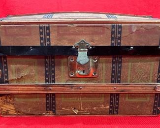 1800's Child’s Doll Trunk 1
Antique 1800s Victorian 14-inch Child’s Doll Trunk covered in paper and with original tray. Still could be a great toy for a child. 

14L x 8D x 9H

*Please note we can ship this item although it is marked pickup only, just know there will be additional costs.