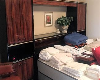 Queen Bedroom Set - includes wall unit, queen bed & box spring (shown), mirror, dresser and armoire