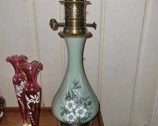 green floral lamp