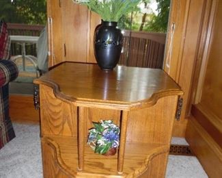Beautiful wood side table with tons of interior storage