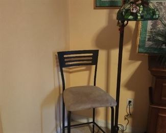barstool, floor lamp