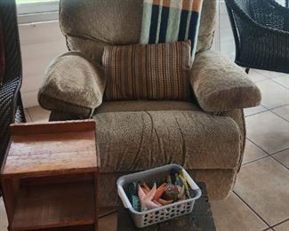 recliner, small wooden stools