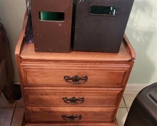 nightstand and office supplies