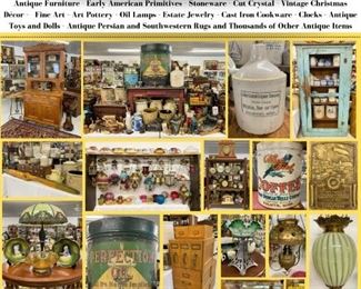 Massive Antique Sale (Part 7)
Saturday, December 3rd (9am-3pm)
Sunday, December 4th (9am-3pm)
17951 MN-371 Brainerd, MN.
https://www.sthomasestatesales.com/upcoming-sales/

The seventh sale of this estate features a new selection of antiques ranging from early American primitives, Red Wing crocks and churns, selection of oil paintings, high-end art pottery, antique furniture, an amazing glassware and china selection, Persian and Southwestern rugs/textiles, quilts/wool blankets, Victorian antiques, estate jewelry, many oil lamps, antique toys/dolls and much more!
All items featured in the photos are part of this sale. After each sale, a new selection of antiques from the estate are added. Approximately 85% of the items are new to each sale. Previous unsold items are marked down further.
All items are displayed and priced, no bidding takes place. To prevent overcrowding, we limit the number of customers on the property, at a given time by using a number system. Numbers are distributed an