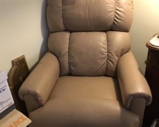 Beautiful Buttery Leather Rocker Recliner. Taupe color.
