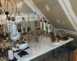 AMAZING COLLECTION of antique lamps.