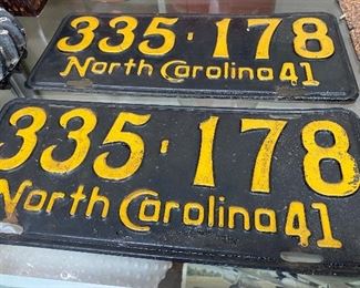 Pair of 1941 N.C. Plates (Repainted)