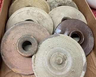 Old N.C. Pottery Churn Lids