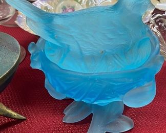 Satin Glass Bird on Nest