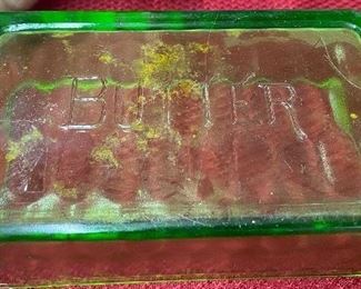 Green Depression Embossed Butter Dish Lid