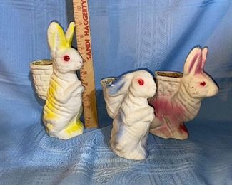 3 Paper Mache Rabbits with Baskets $36.00 