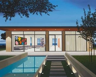 11
Tom McKinley
b. 1955
"Small House With Big Art," 2013
Oil on panel
Appears unsigned; titled and dated on a gallery label affixed verso
30.75" H x 49" W
Estimate: $6,000 - $8,000