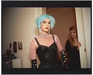 17
Nan Goldin
b. 1935
"Misty And Joey At Hornstrasse, Berlin, 1992'
Dye destruction print on photographic paper
Edition: 27/44
Signed, tittled, dated and numbered in black ink, verso: Nan Goldin; printed 1992, published 1996
Image: 16" H x 20" W; Including black border: 13" H x 19.5" W
Estimate: $3,000 - $5,000