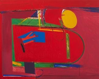 28
Don Smith
b. 20th century
Untitled, Abstract
Oil on plywood panel
Appears unsigned; inscribed with the artist's name, D. C. Smith, return address, and recipient gallery's address, all possibly in the artist's own hand, verso
36.25" H x 48" W
Estimate: $1,000 - $1,500