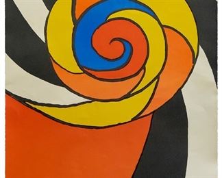 39
Alexander Calder
1898-1976
"Le Turban," 1969
Lithograph in colors on paper
Edition: 74/75
Signed in pencil lower right: Calder
Image/Sheet: 43" H x 29.5" W
Estimate: $4,000 - $6,000