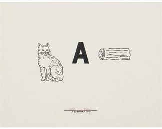 41
Steve Gianakos
b. 1938
Cat - A - Log, 1979
Black ink and red pencil on artist's board
Signed, dated, and inscribed "For Linda," lower center: S. Gianakos
15" H x 20" W
Estimate: $3,000 - $5,000