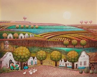 43
Gottfried Kumpf
b. 1930
"Clown In Weingarten," 1977
Oil on Masonite
Signed and dated lower right: Kumpf; titled on a sticker affixed verso
22.375" H x 26.75" W
Estimate: $18,000 - $22,000