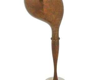 52
James Wenkle
1936-2002
Field Sculpture
Brass on an enameled steel base
Appears unsigned
Sculpture: 28" H x 8" W x 9" D; Base: 0.25" H x 6" Dia.
Estimate: $1,000 - $1,500