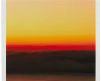 74
Robert Weingarten
b. 1941
"6:30 AM Series 08/14/03, Malibu, CA, #77," 2003
Digital color photograph on wove paper
Edition: 7/10, printing date unknown
Signed in pencil lower margin, at right: R. Weingarten; numbered in pencil and with the artist blindstamp in the lower margin, at left; titled on the gallery label verso
Image: 40" H x 40" W; Sheet: 44" H x 44" W
Estimate: $1,500 - $2,500