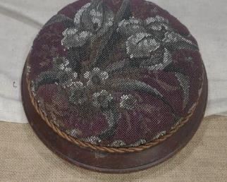 Hand Beaded Victorian Foot Stool