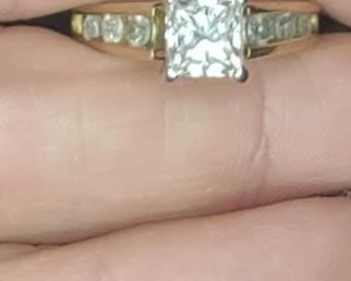 14K Gold 1 ct Solitaire Princess Cut Diamond Ring