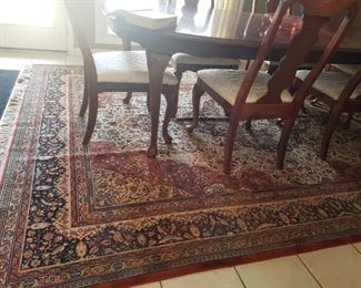 oriental rug under dining table