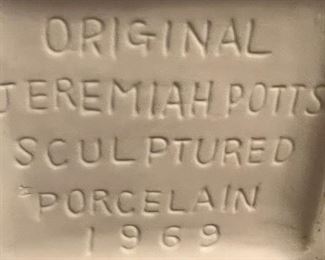 Original Jerimiah Potts Sculptured Porcelain Lionstone Bottles 1969  