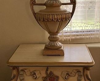 Bombay French Provincial Bedroom Set w Raised Floral Motif: King Bed, Dresser, Mirror and 2 Nightstands