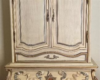 Bombay French Provincial Armoire w Raised Floral Motif