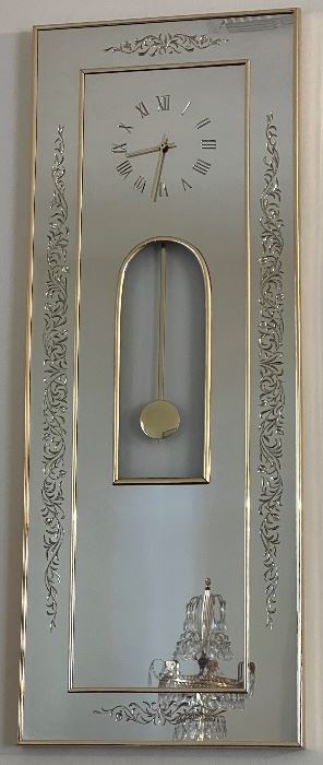 Vintage Mirrored Clock and Matching Mirror