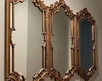 Ornate Gold 3-Section Mirror