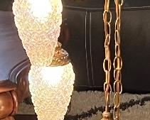 OMG! Look what we found! Vintage Swag Opalescent Light Fixture w 5 Pendants Hollywood Regency