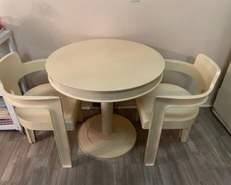 Vintage modern space age plastic 70's white 3-pc. dining set.