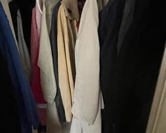 Large selection of women's clothes - coats, suits, jackets, tops, pants, skirts, shoes (size 9) and much more.